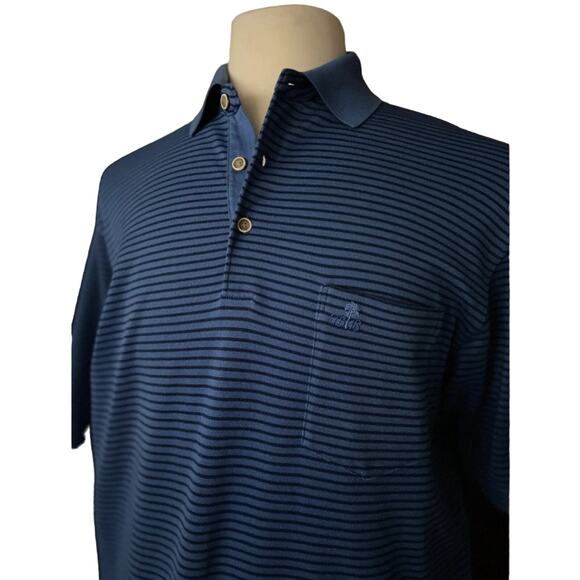 TOMMY BAHAMA 18 Golf Blue Striped Polo sz M - Picture 1 of 7